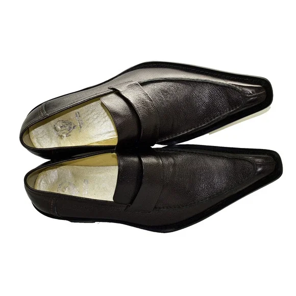 A8 Auth PAOLO IANTORNO Ren Brown Tumbled Leather Split Toe Loafer Shoes Size 46 - Picture 2 of 6